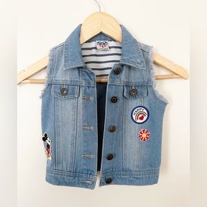 Junk Food Girls Blue XS Extra Small Micky Mouse Denim Vest
